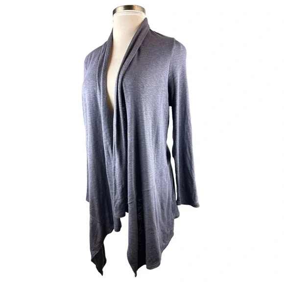 LOGO by Lori Goldstein Slub Sweater Knit Cardigan Smokey Purple Plus Size 2X - Picture 3 of 8